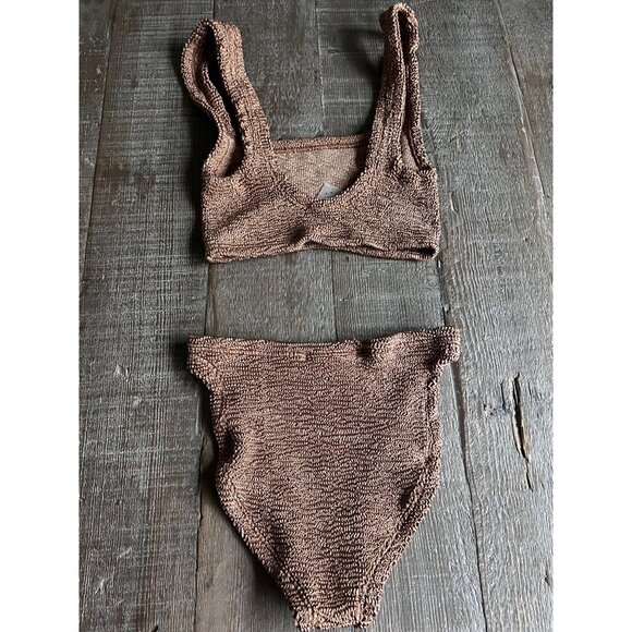 NWOT Hunza G Xandra metallic cocoa Bikini Set size OS - Picture 6 of 7